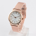 stainless steel mesh strap watch alloy watch lady rose gold color